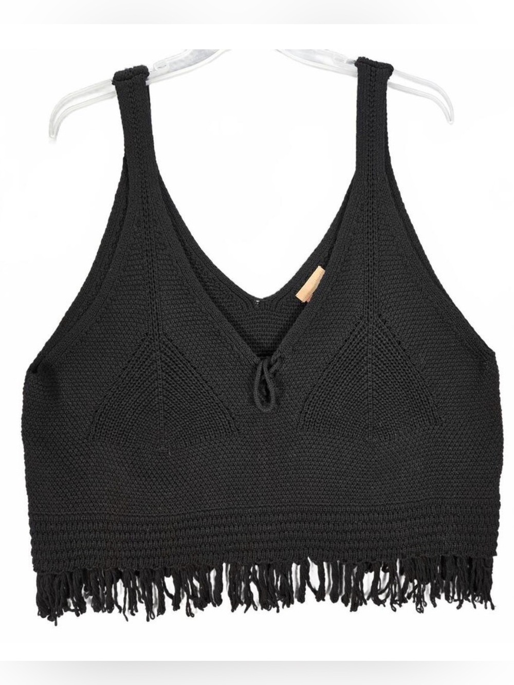 Pilcro Black Knit Fringe Tank Top 3X
